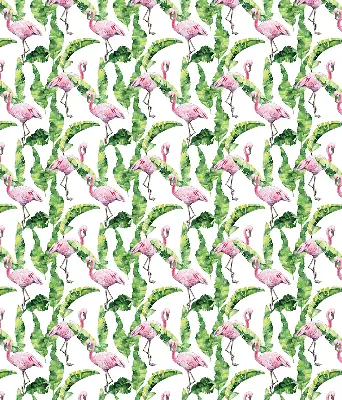 Perdea roleta cu model flamingo lângă frunze