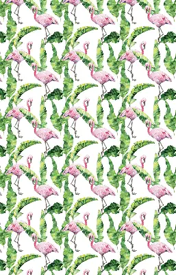Perdea roleta cu model flamingo lângă frunze