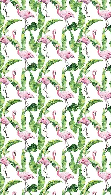 Perdea roleta cu model flamingo lângă frunze