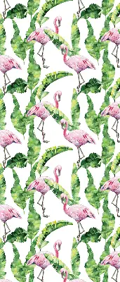 Perdea roleta cu model flamingo lângă frunze