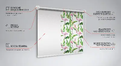 Perdea roleta cu model flamingo lângă frunze