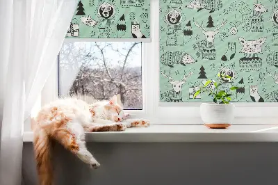 Perdea roleta cu motivul animalelor de iarnă
