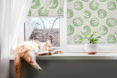 Roletă opacă cu model de plante reflectate pe cercuri verzi