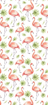 Perdea roleta cu model flamingo și frunze