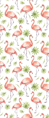 Perdea roleta cu model flamingo și frunze
