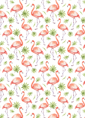Perdea roleta cu model flamingo și frunze