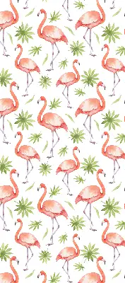 Perdea roleta cu model flamingo și frunze
