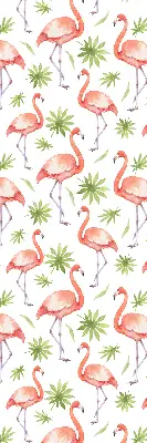 Perdea roleta cu model flamingo și frunze