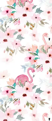 Roleta opacă cu imprimeu de flamingo printre flori