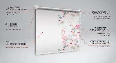Roleta opacă cu imprimeu de flamingo printre flori