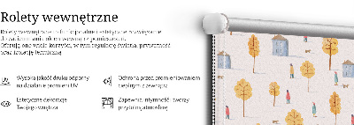 Perdea roleta cu modelul Case printre copaci