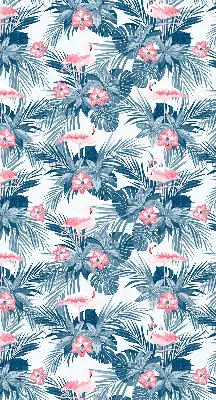 Perdea roletă cu plante tropicale și flamingi