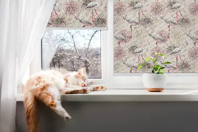 Roletă opacă cu model de flamingi albi