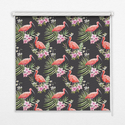 Perdea roleta cu model flamingo pe plante