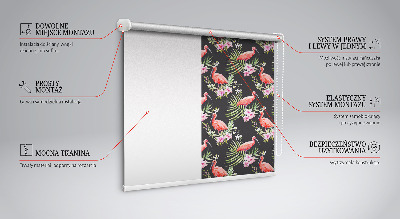 Perdea roleta cu model flamingo pe plante