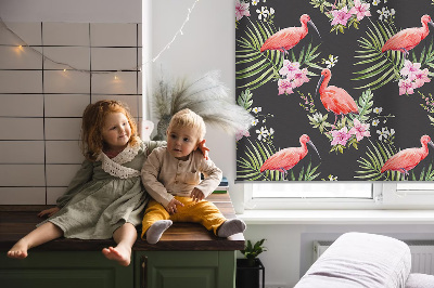 Perdea roleta cu model flamingo pe plante