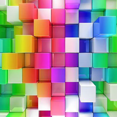 Roletă blackout cu imprimeu Cuburi 3D colorate
