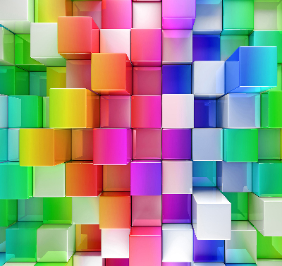 Roletă blackout cu imprimeu Cuburi 3D colorate