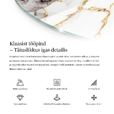 Blat masă rotund Vene de marmură în design