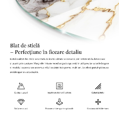 Blat masă rotund Vene de marmură în design