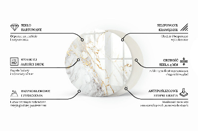 Blat sticlă rotund Model asemănător marmurei
