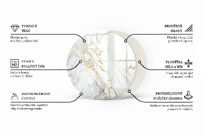 Blat sticlă rotund Model asemănător marmurei