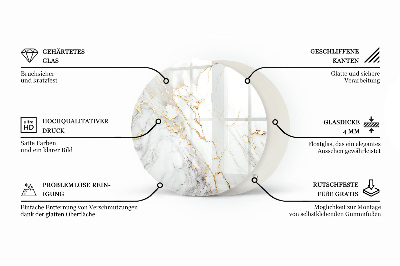 Blat sticlă rotund Model asemănător marmurei