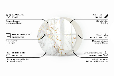 Blat sticlă rotund Model asemănător marmurei