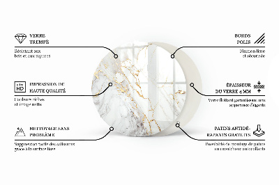Blat sticlă rotund Model asemănător marmurei