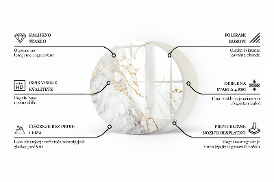 Blat sticlă rotund Model asemănător marmurei