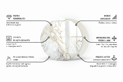 Blat sticlă rotund Model asemănător marmurei