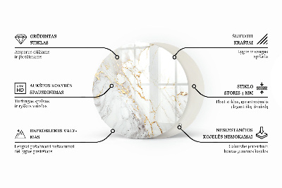 Blat sticlă rotund Model asemănător marmurei