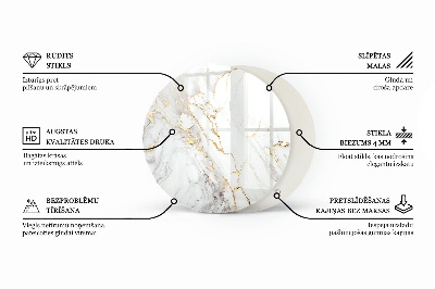 Blat sticlă rotund Model asemănător marmurei