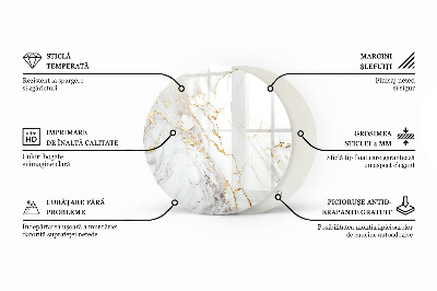 Blat sticlă rotund Model asemănător marmurei