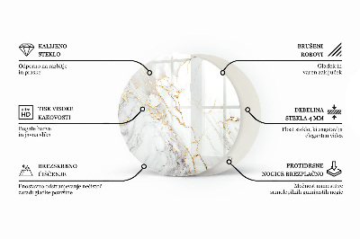 Blat sticlă rotund Model asemănător marmurei