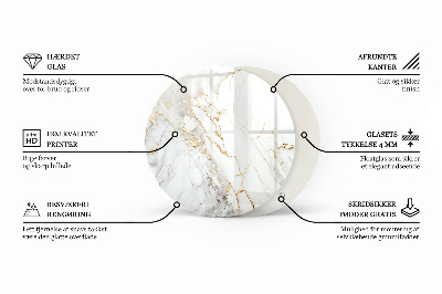 Blat sticlă rotund Model asemănător marmurei
