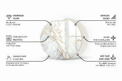 Blat sticlă rotund Model asemănător marmurei