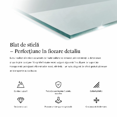 Blat masă terasă dreptunghiular transparent
