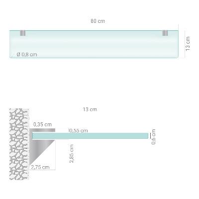Raft din sticlă Semitransparentă