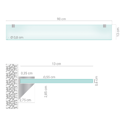 Raft din sticlă Semitransparentă