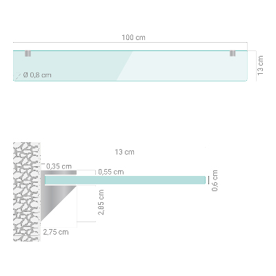 Raft din sticlă Semitransparentă