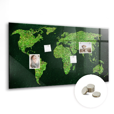 Tablă magnetică copii Harta lumii ierboase