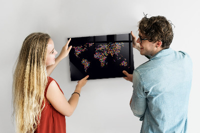 Tablă magnetică copii Harta lumii cu puncte