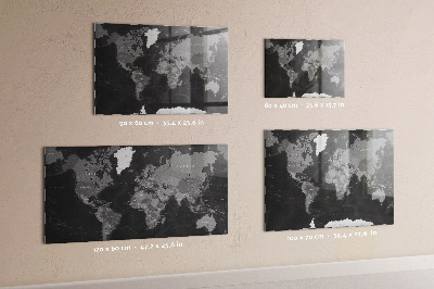 Tablă magnetică copii Harta lumii negre