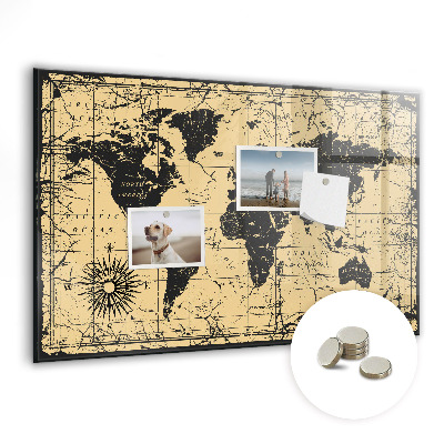 Tablă magnetică copii Harta lumii vintage