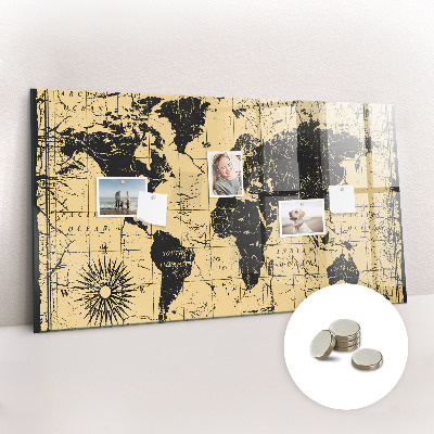 Tablă magnetică copii Harta lumii vintage