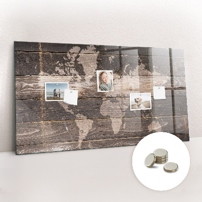 Tablă magnetică copii Harta lumii pe lemn