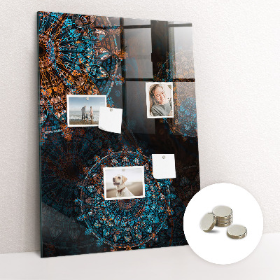 Tablă magnetică sticla Mandala decorativa
