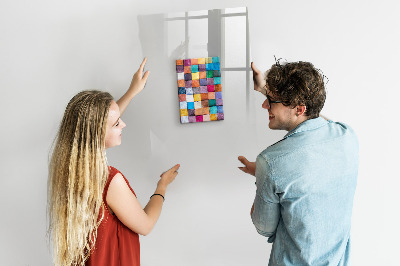 Tablă magnetică sticla Cuburi de lemn colorate