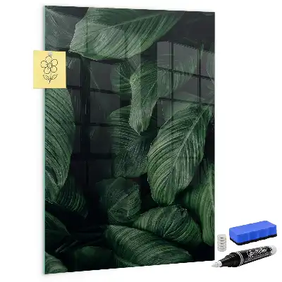 Tablă magnetică pentru scris cu model junglă de frunze de plante